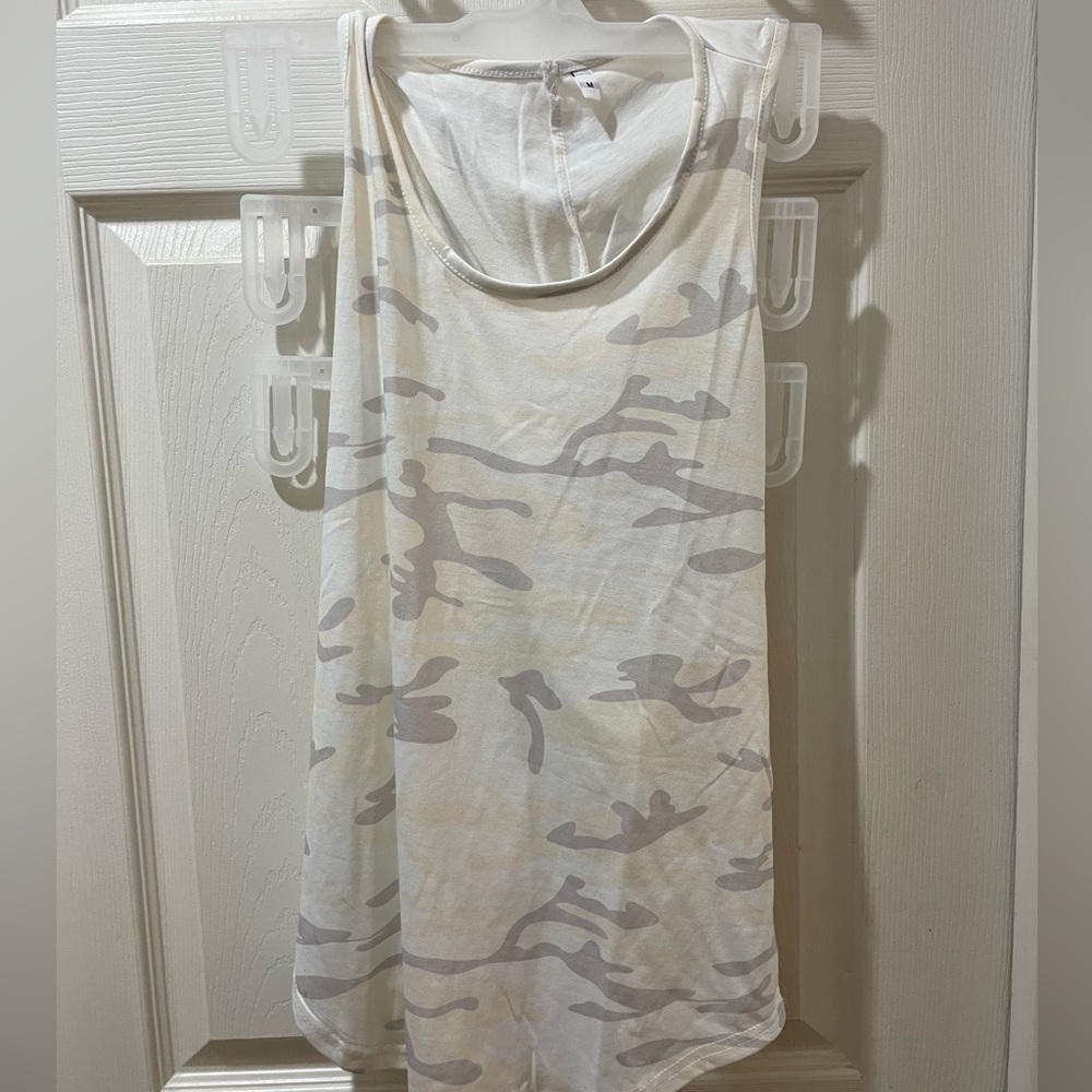 NEW!!White camo racerback tank design with cross open back